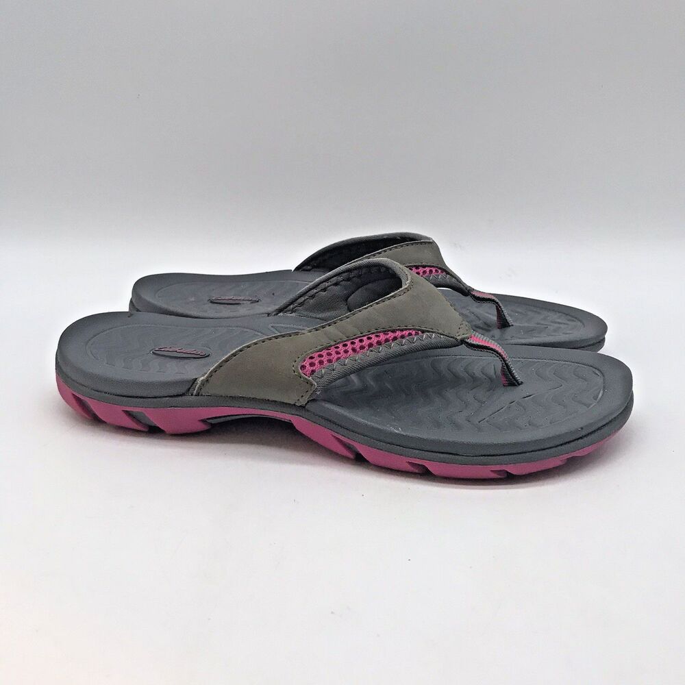 Cabela’s Sport Sandals Women's 6 Gray & Hot Pink Slip On Waterproof Flip Flops